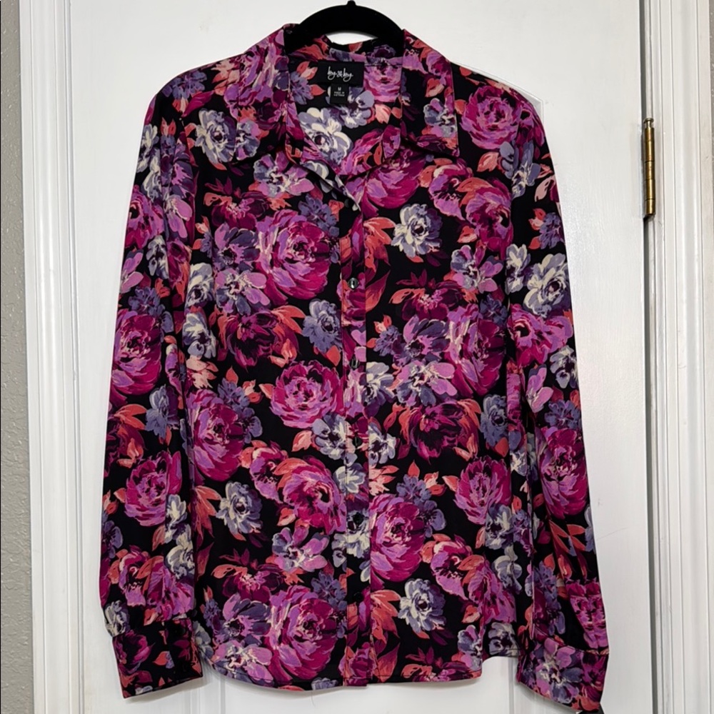 by & by Purple and Pink Floral Blouse